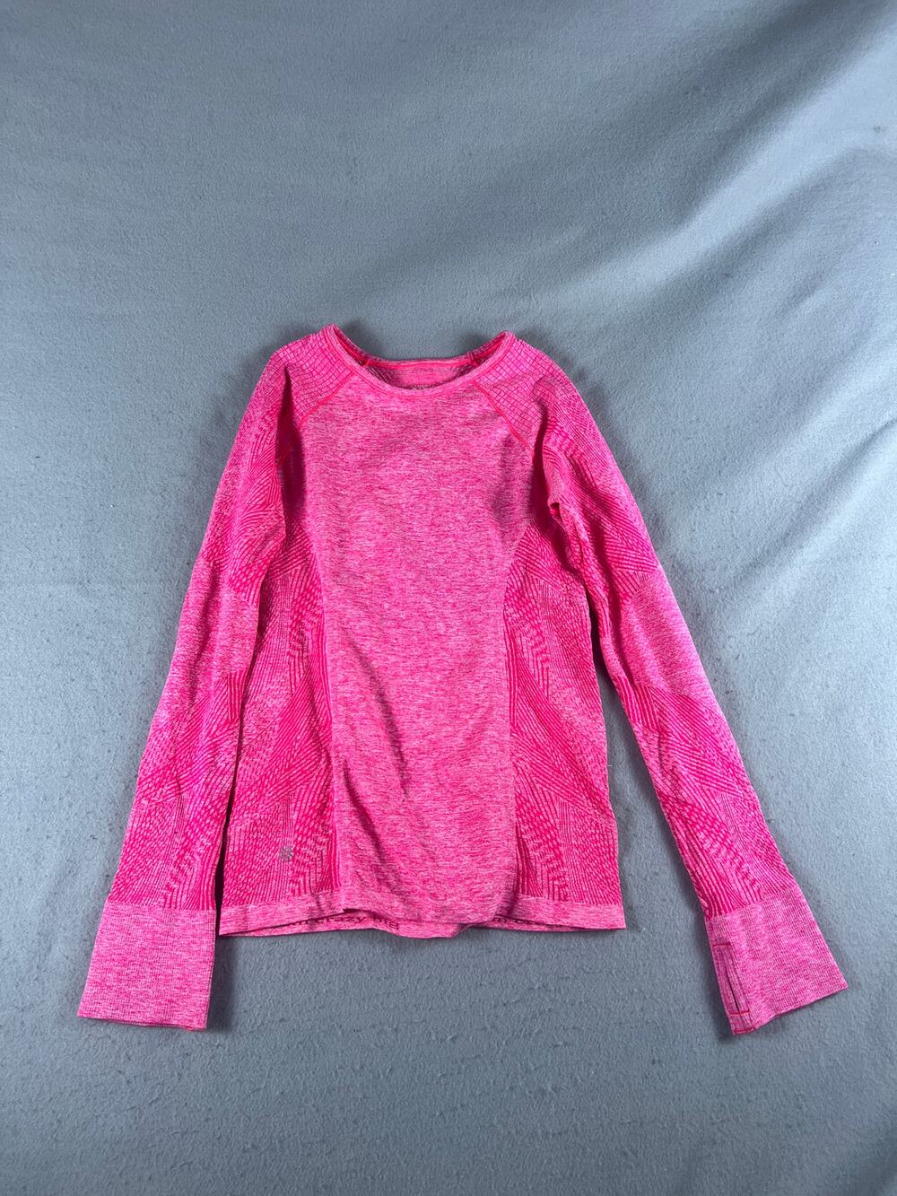 Athleta Top Girl L/12 Pink Long Sleeve Thumbholes Seamless Athletic Sport Active